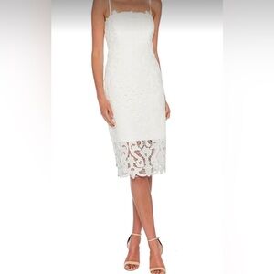 Bardot Lina Crochet Lace Sheath Midi Dress in Ivory White Size 6